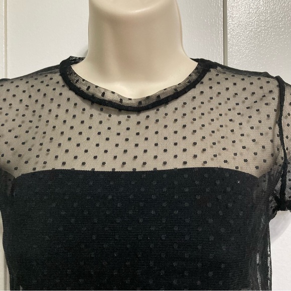 Pacsun LA Hearts Polka Dot Black Sheer Crop Top Medium - Picture 9 of 10